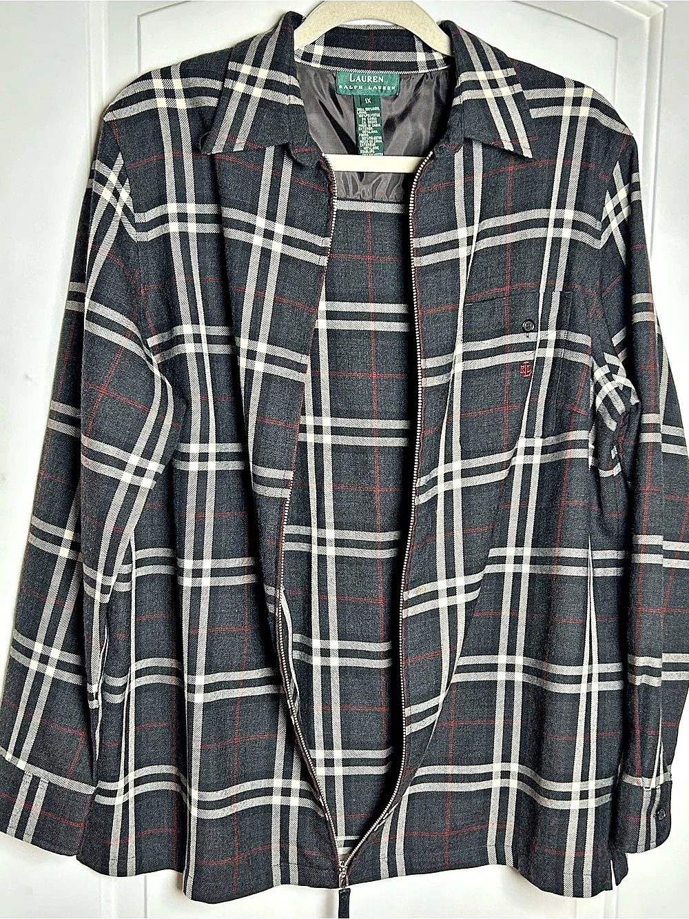 Lauren Ralph Lauren Women's Plaid Wool Jacket Black & White Size 1X - Picture 3 of 10